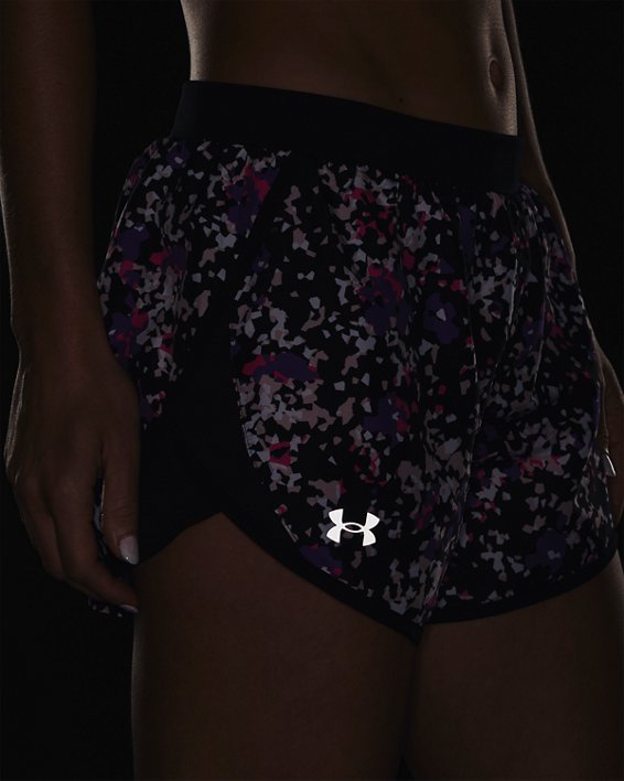 Women's UA Fly-By 2.0 Printed Shorts, Pink, pdpMainDesktop image number 3
